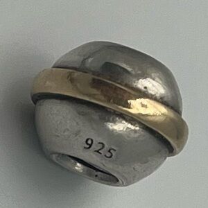 Pandora Retired Saturn Bead Sterling Silver and 14K Gold ALE 925